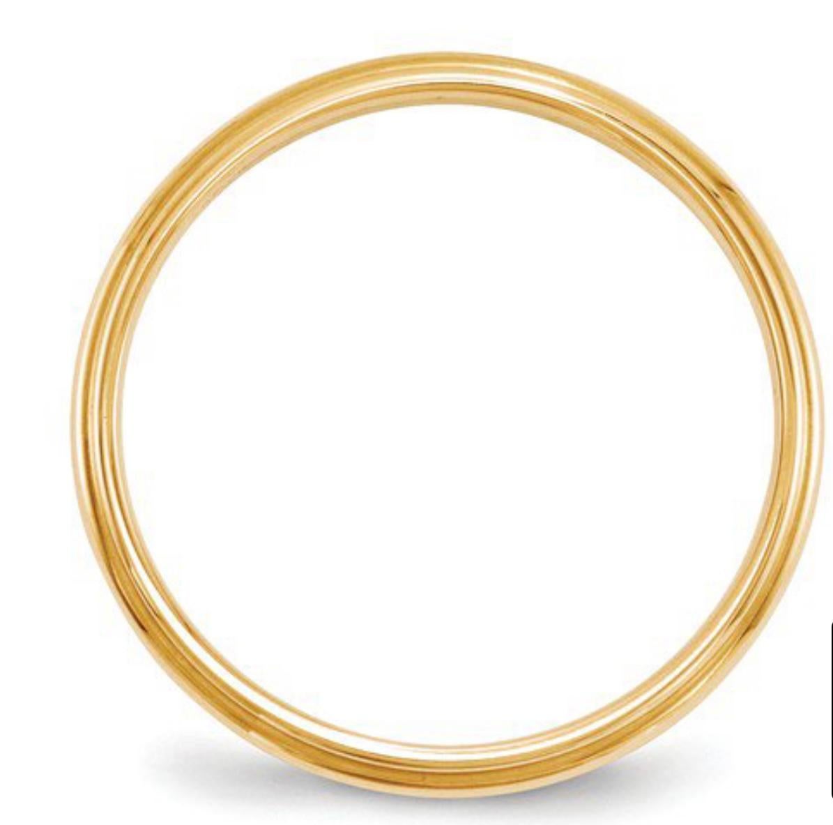 Alliance classique en or jaune 14 carats avec demi-anneau rond, paire de bagues en or massif 1