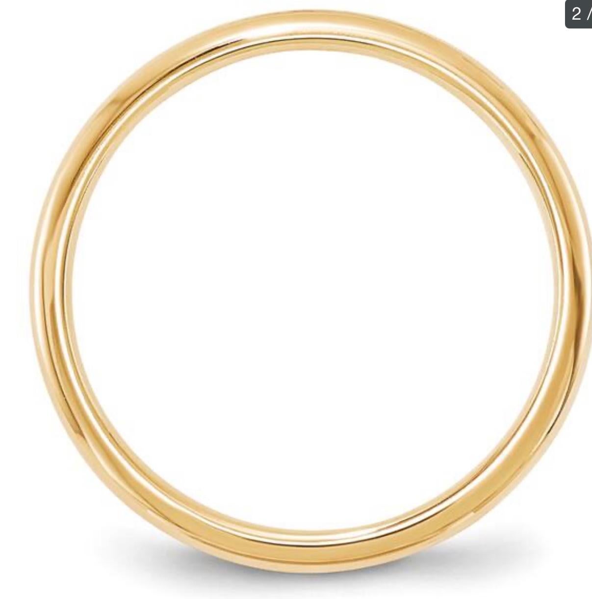 Alliance classique en or jaune 14 carats avec demi-anneau rond, paire de bagues en or massif 2