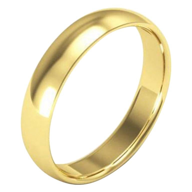 14k yellow Solid Gold Wedding Band 4mm Half Round Dome Comfort Fit Ring