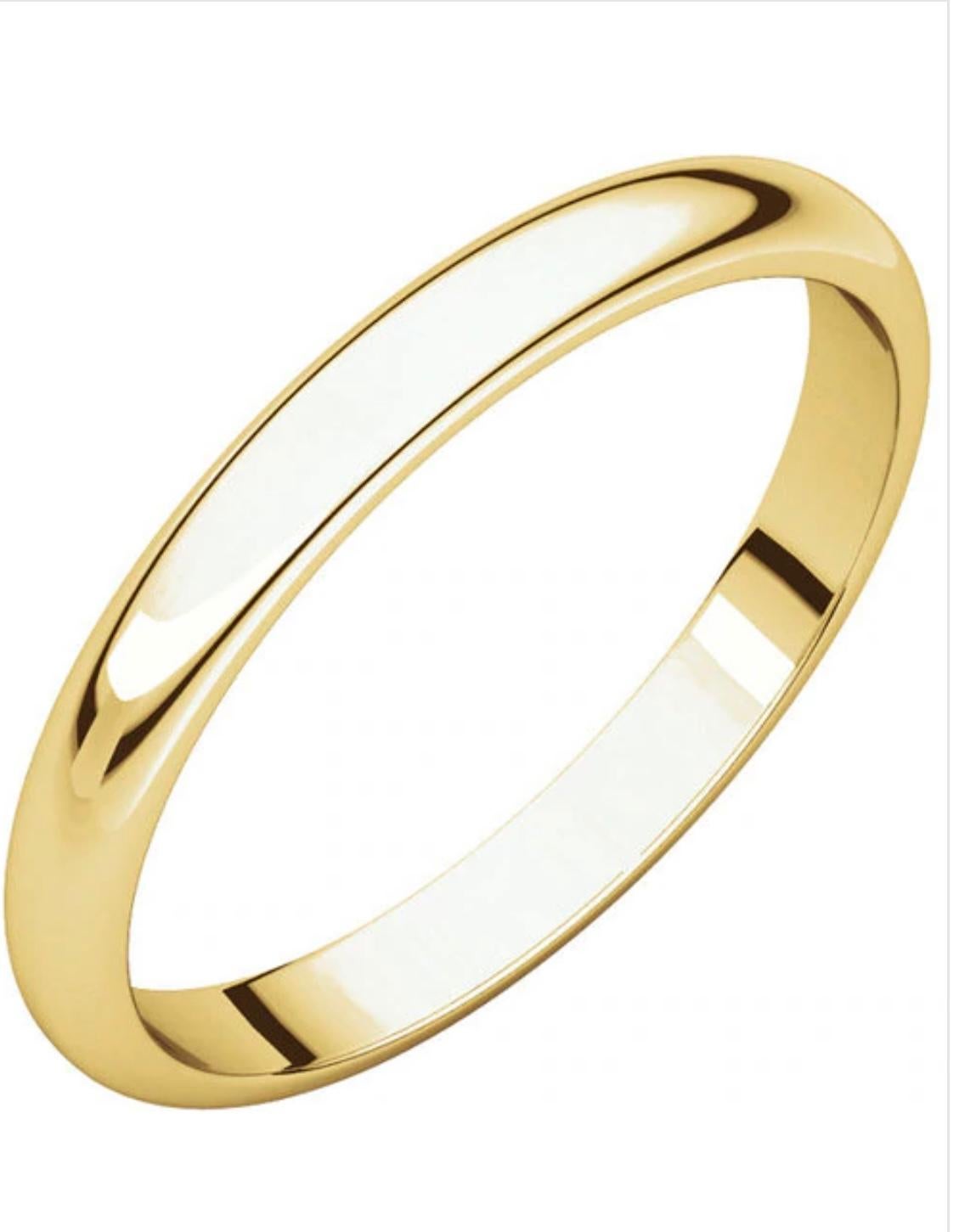 Women's or Men's 14 Karat Yellow Gold Half Round Classic Wedding Band Solid Ring For Sale