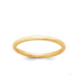 14 Karat Yellow Gold Half Round Classic Wedding Band Solid Ring
