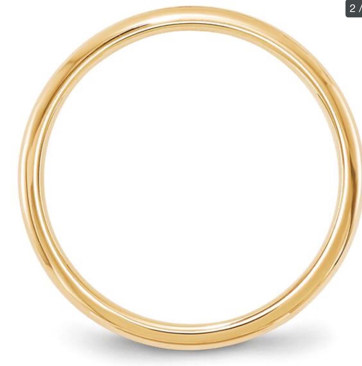 Women's or Men's 14 Karat Yellow Gold Half Round Classic Wedding Band Solid Ring For Sale