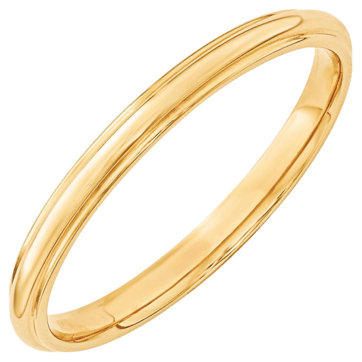 14 Karat Yellow Gold Half Round Classic Wedding Band Solid Ring For Sale