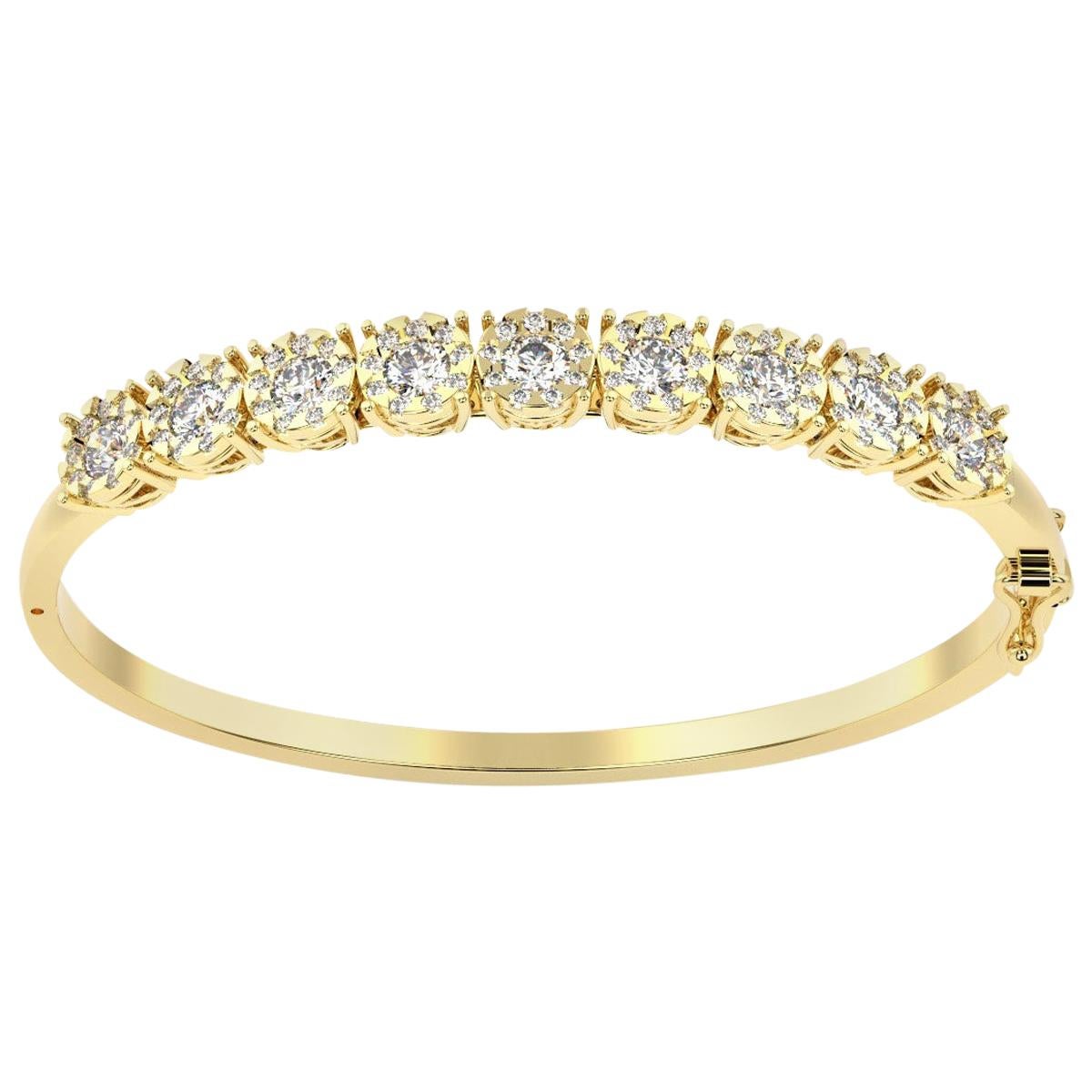 14 Karat Gelbgold Halo Diamant-Armreif '3 1/4 Karat'