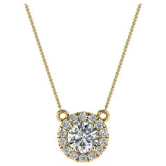 14 Karat Yellow Gold Halo Diamond Pendant '1/2 Carat'