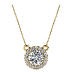 14 Karat Yellow Gold Halo Diamond Pendant '3/4 Carat'