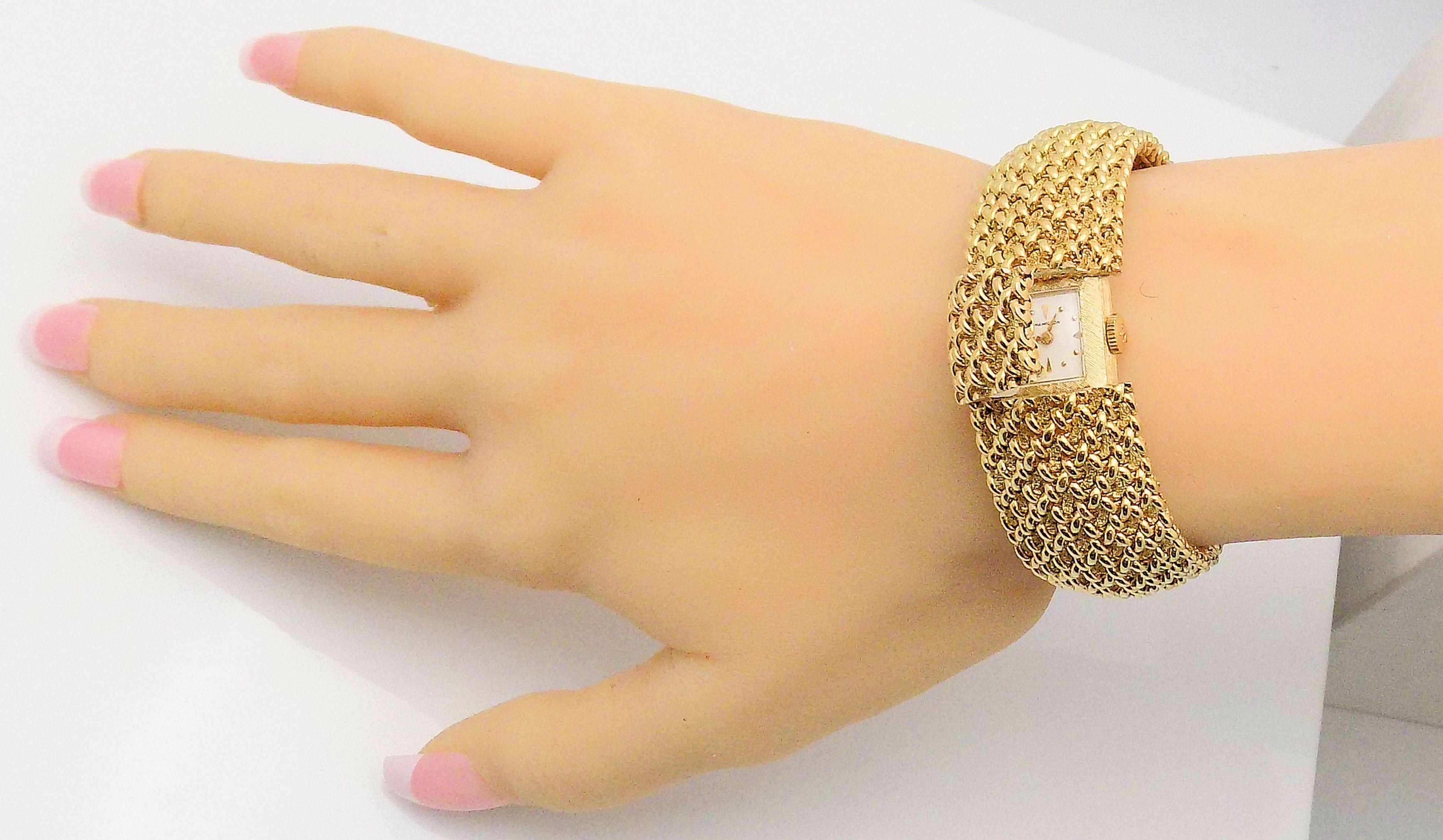 14 Karat Yellow Gold Hamilton Ladies Hidden Face Wristwatch 4