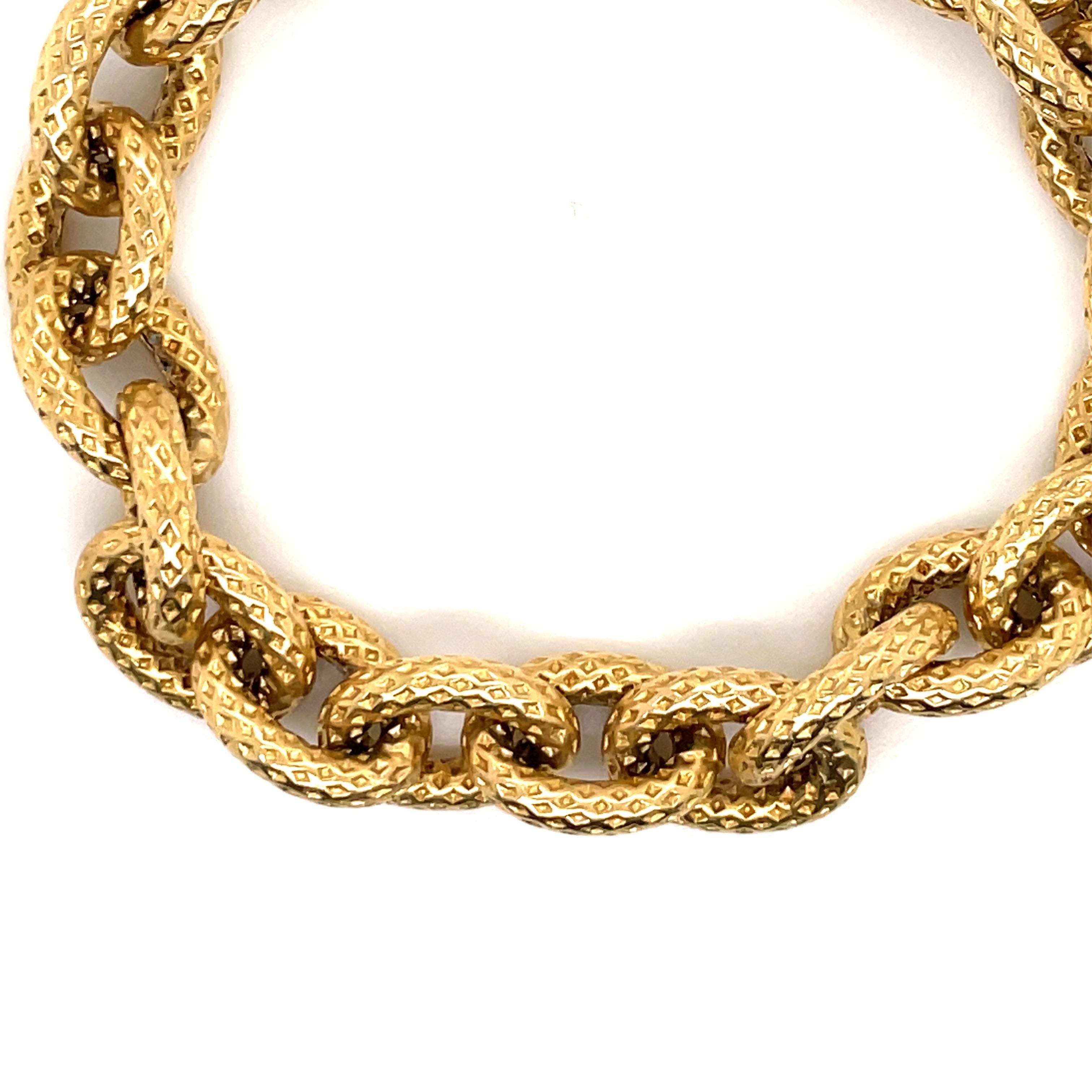 14 Karat Yellow Gold Hammered Link Bracelet 17.3 Grams Made in Italy 1