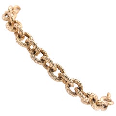 14 Karat Yellow Gold Hammered Link Bracelet