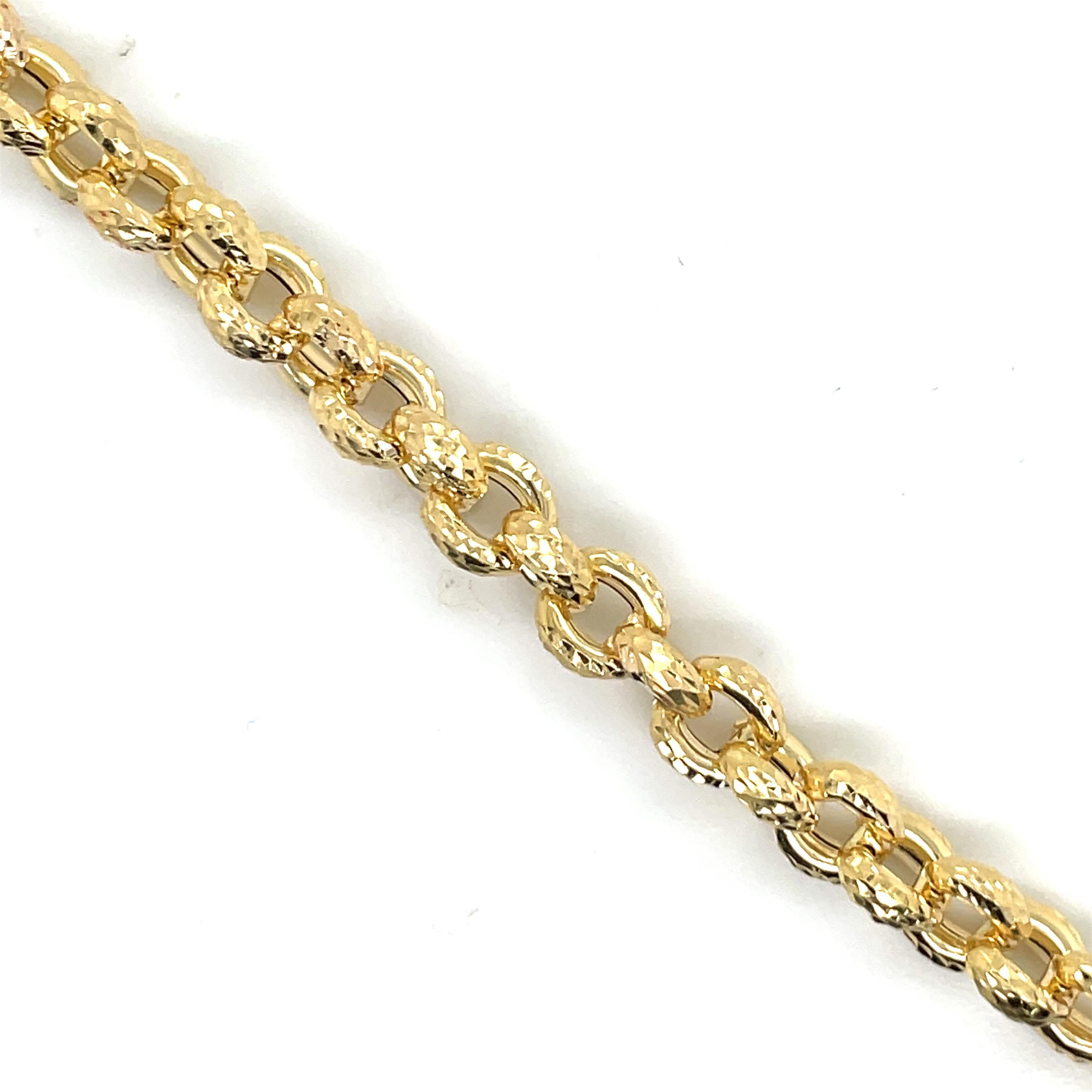 14 Karat Yellow Gold Hammered Link Necklace 31.24 Grams In New Condition For Sale In New York, NY
