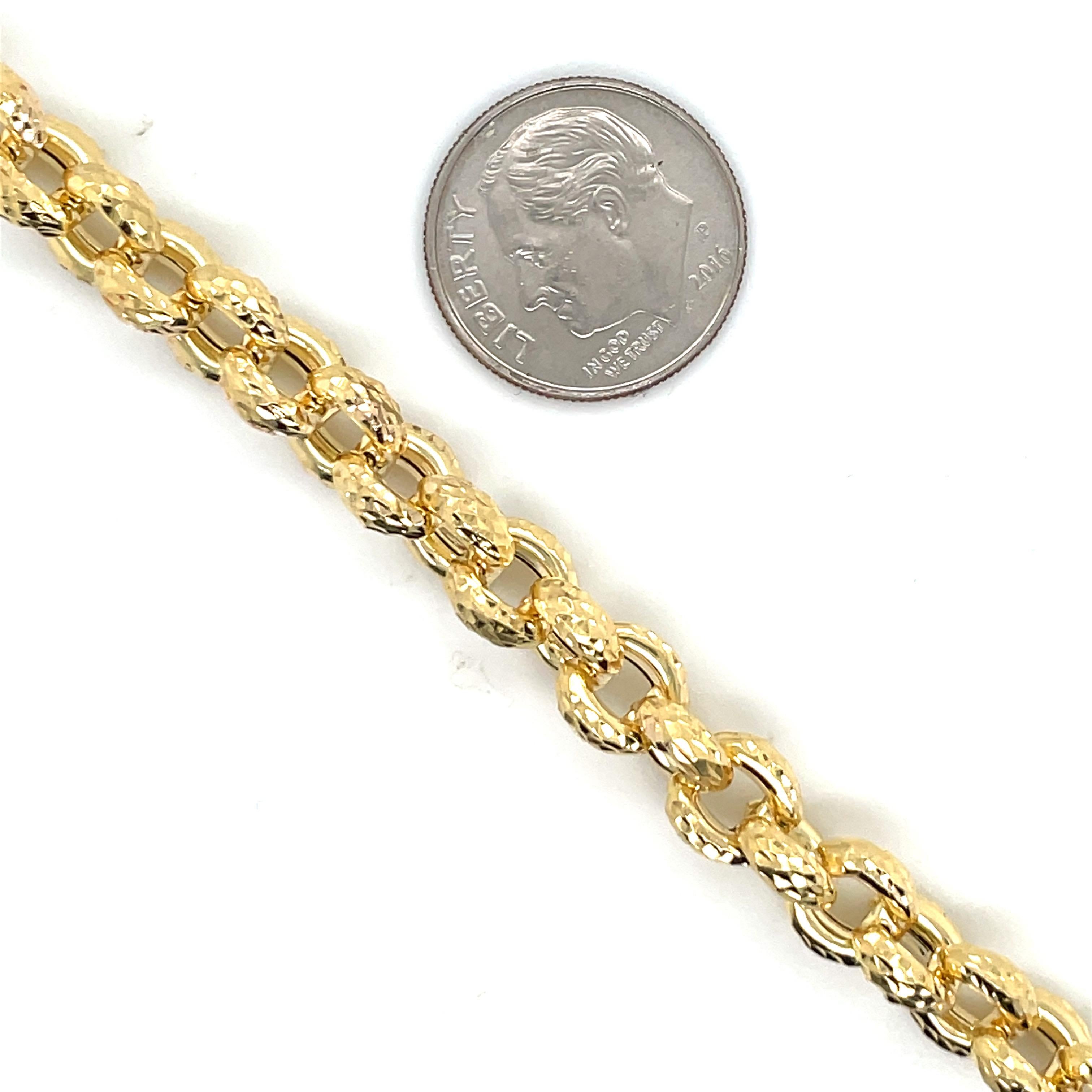Women's 14 Karat Yellow Gold Hammered Link Necklace 31.24 Grams For Sale
