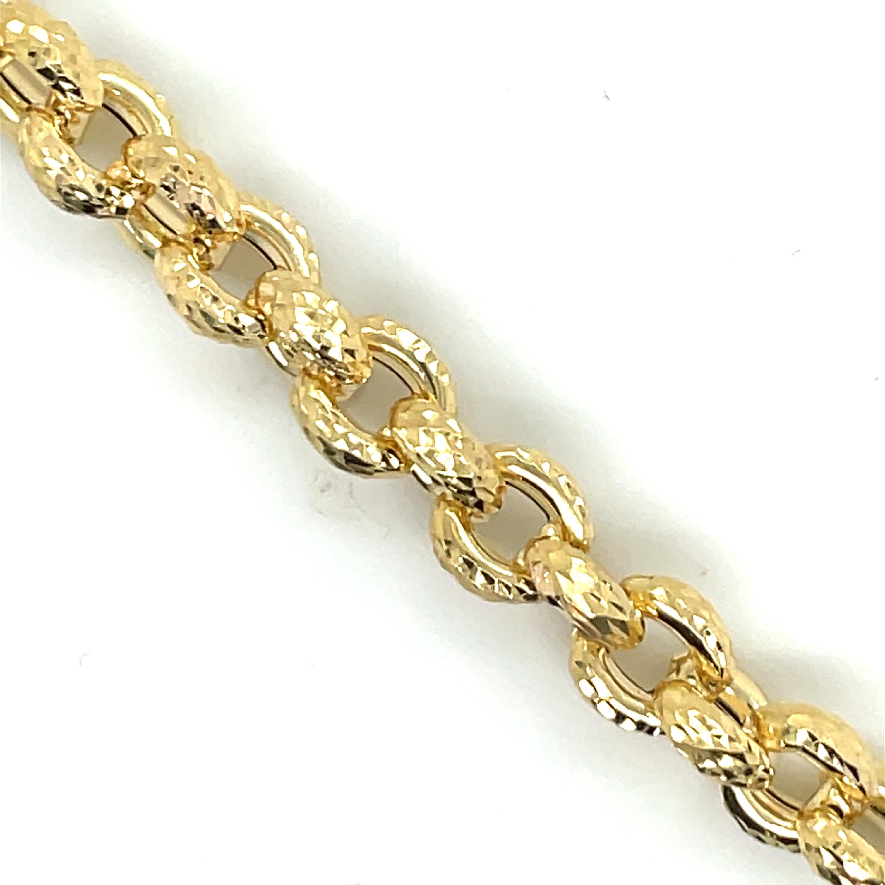 14 Karat Yellow Gold Hammered Link Necklace 31.24 Grams For Sale 1