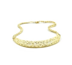 14 Karat Yellow Gold Hand Engraved and Pierced Leaf Style Necklace