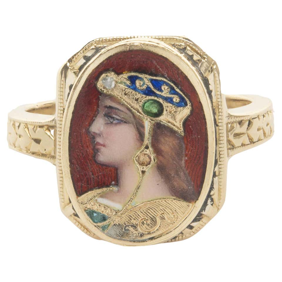 A Russian Gold and Black Enamel Ring at 1stDibs