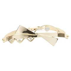 14 Karat Yellow Gold Handmade Geometric Diamond Bracelet