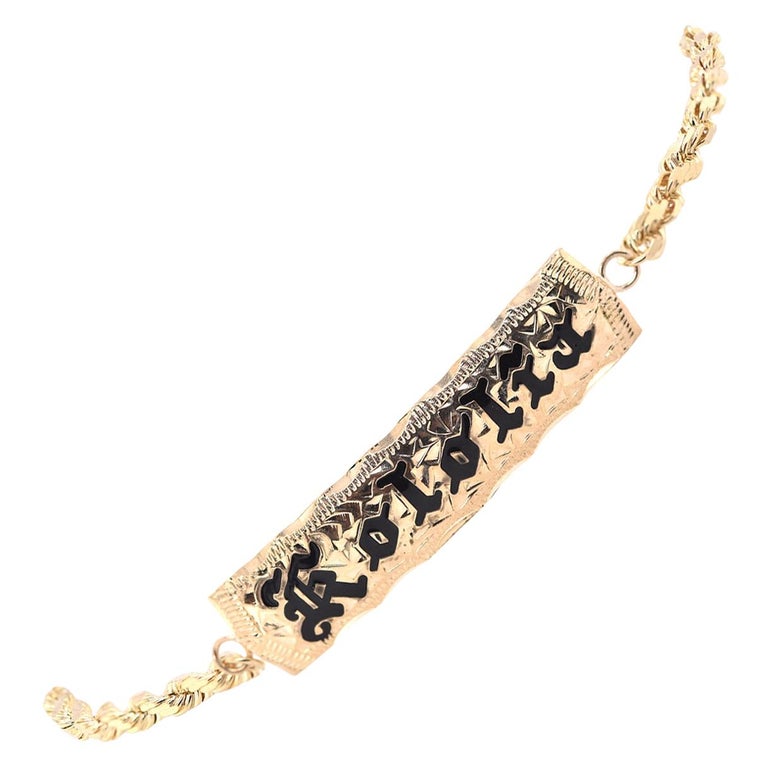 14 Karat Yellow Gold Hawaiian Kololia ID Bracelet For Sale at 1stDibs