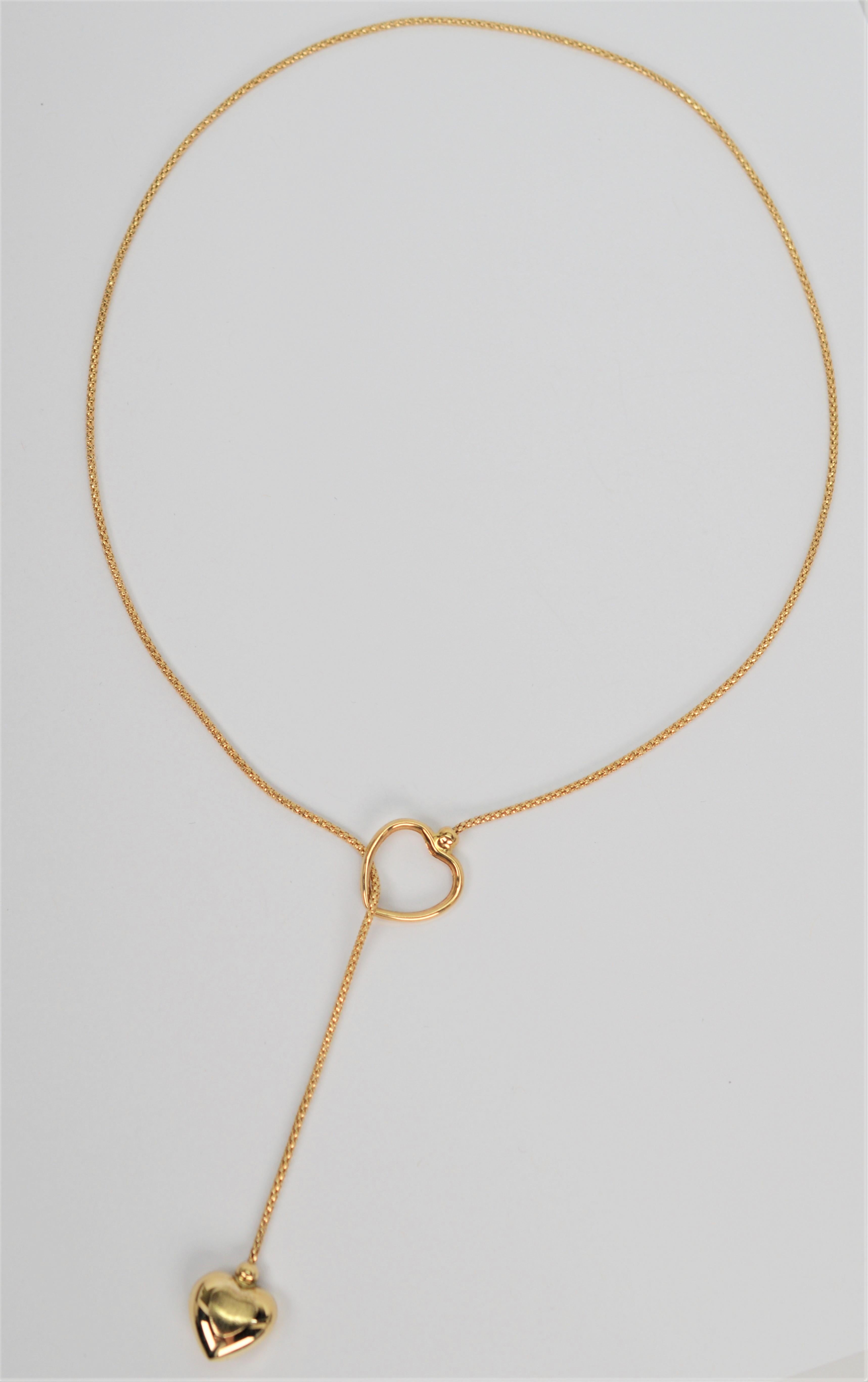 gold heart lariat necklace