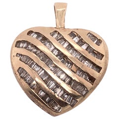 14 Karat Yellow Gold Heart Charm/Pendant with Diamonds 