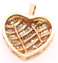 14 Karat Yellow Gold Heart Charm/Pendant with Diamonds