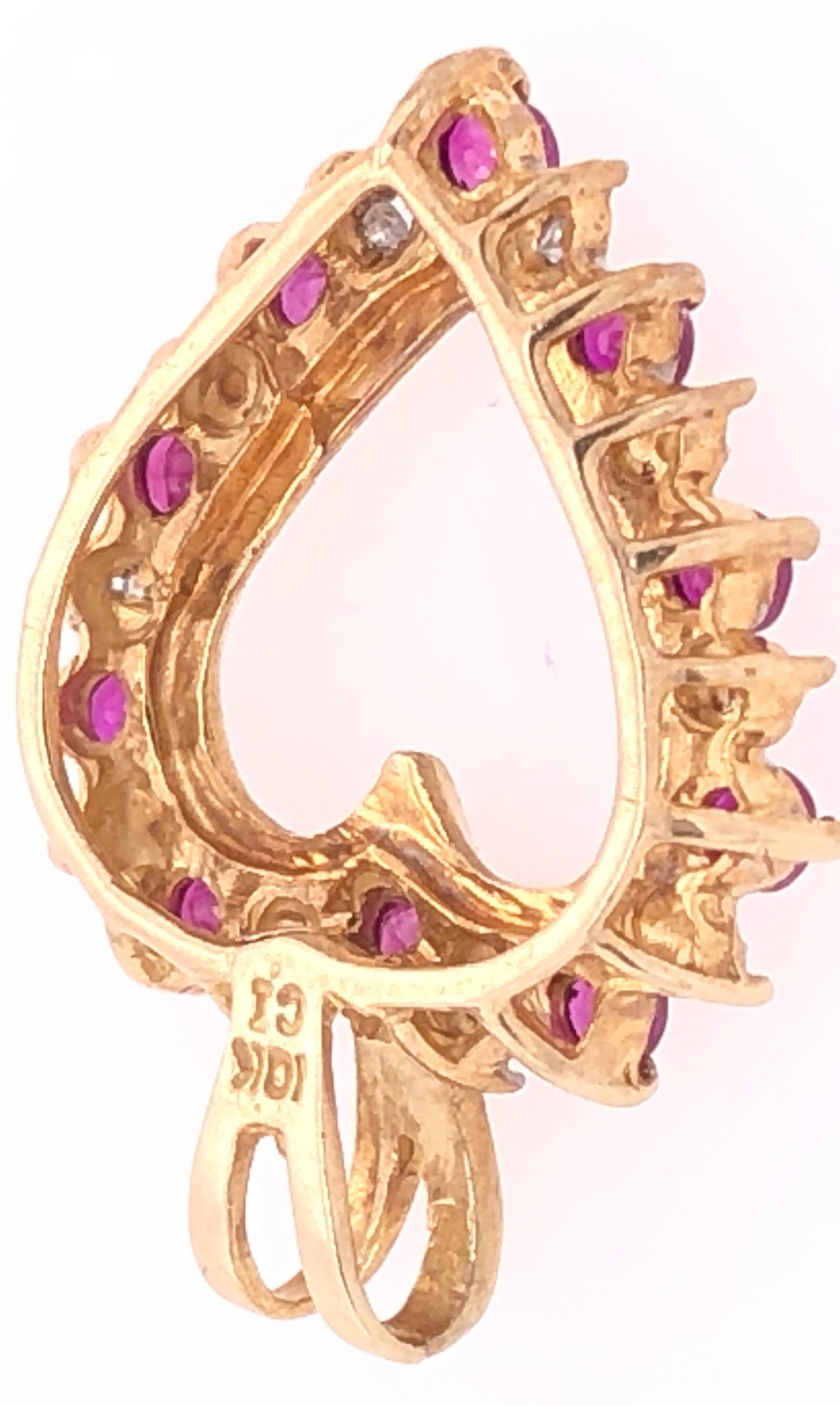 Modern 10 Karat Yellow Gold Heart Diamond and Amethyst Pendant For Sale