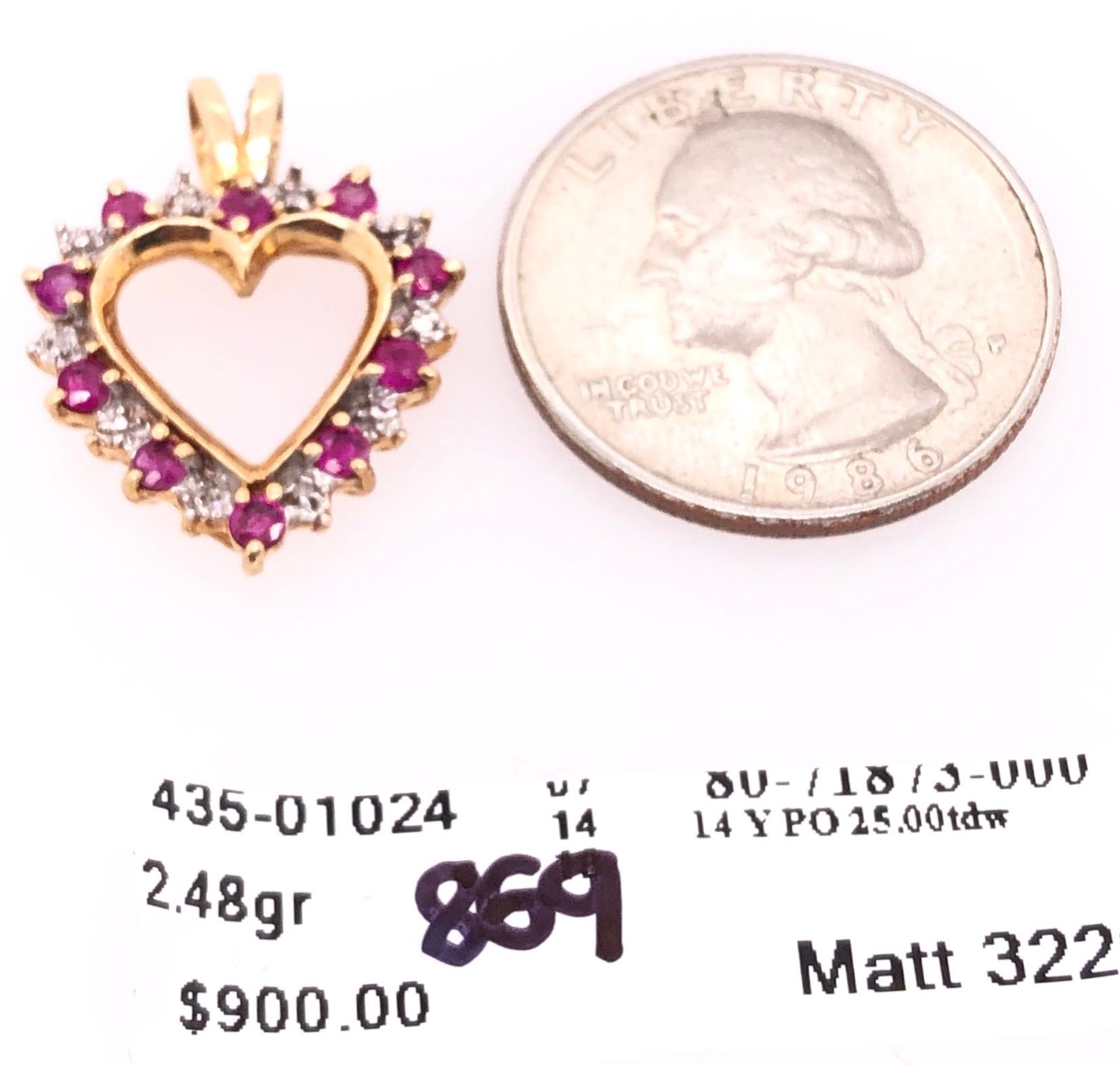Round Cut 10 Karat Yellow Gold Heart Diamond and Amethyst Pendant For Sale