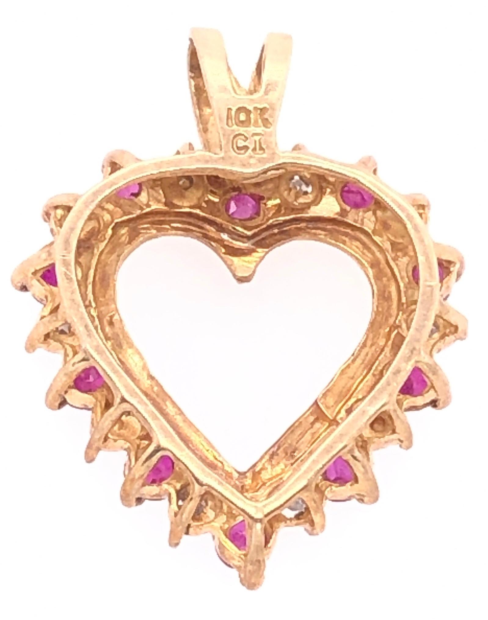Women's or Men's 10 Karat Yellow Gold Heart Diamond and Amethyst Pendant For Sale