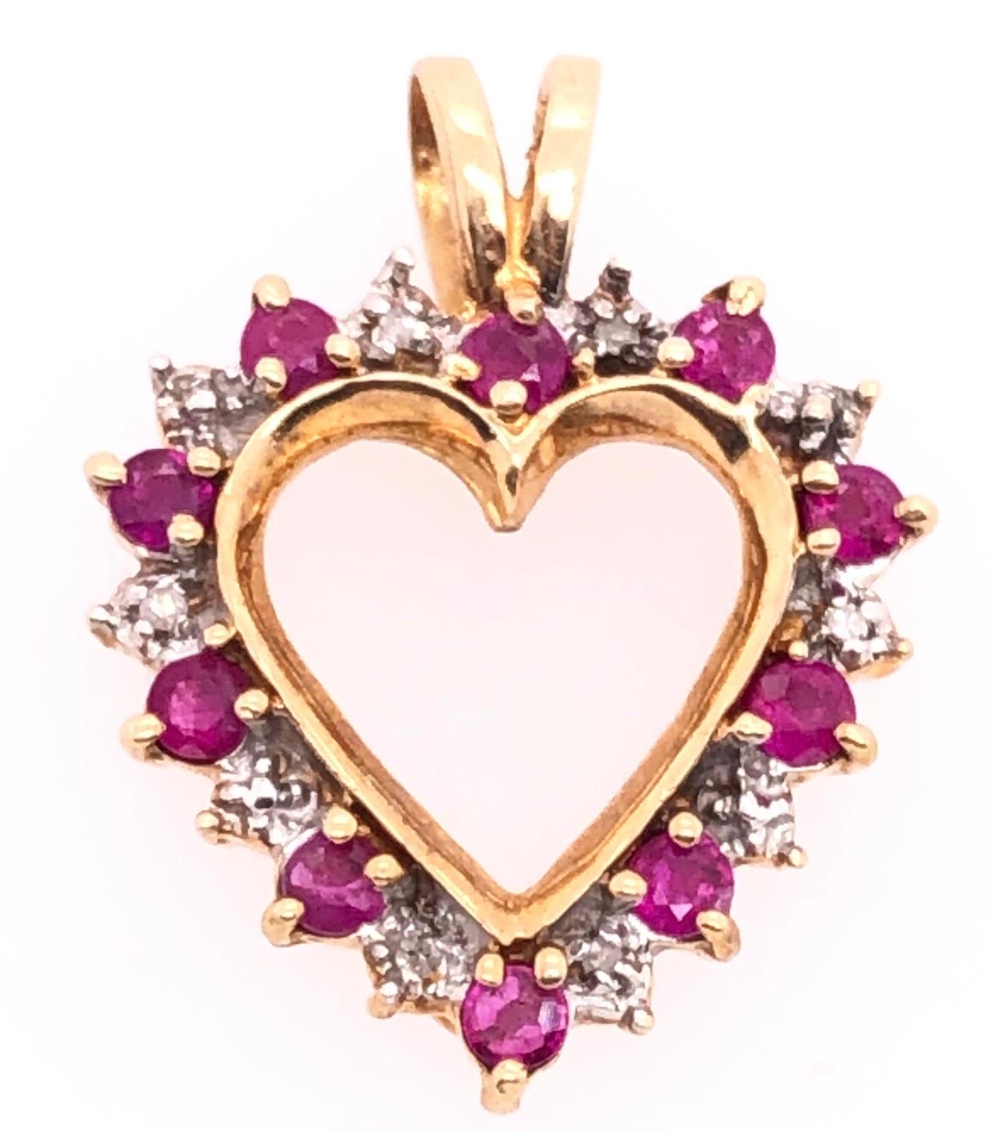 10 Karat Yellow Gold Heart Diamond and Amethyst Pendant For Sale 1