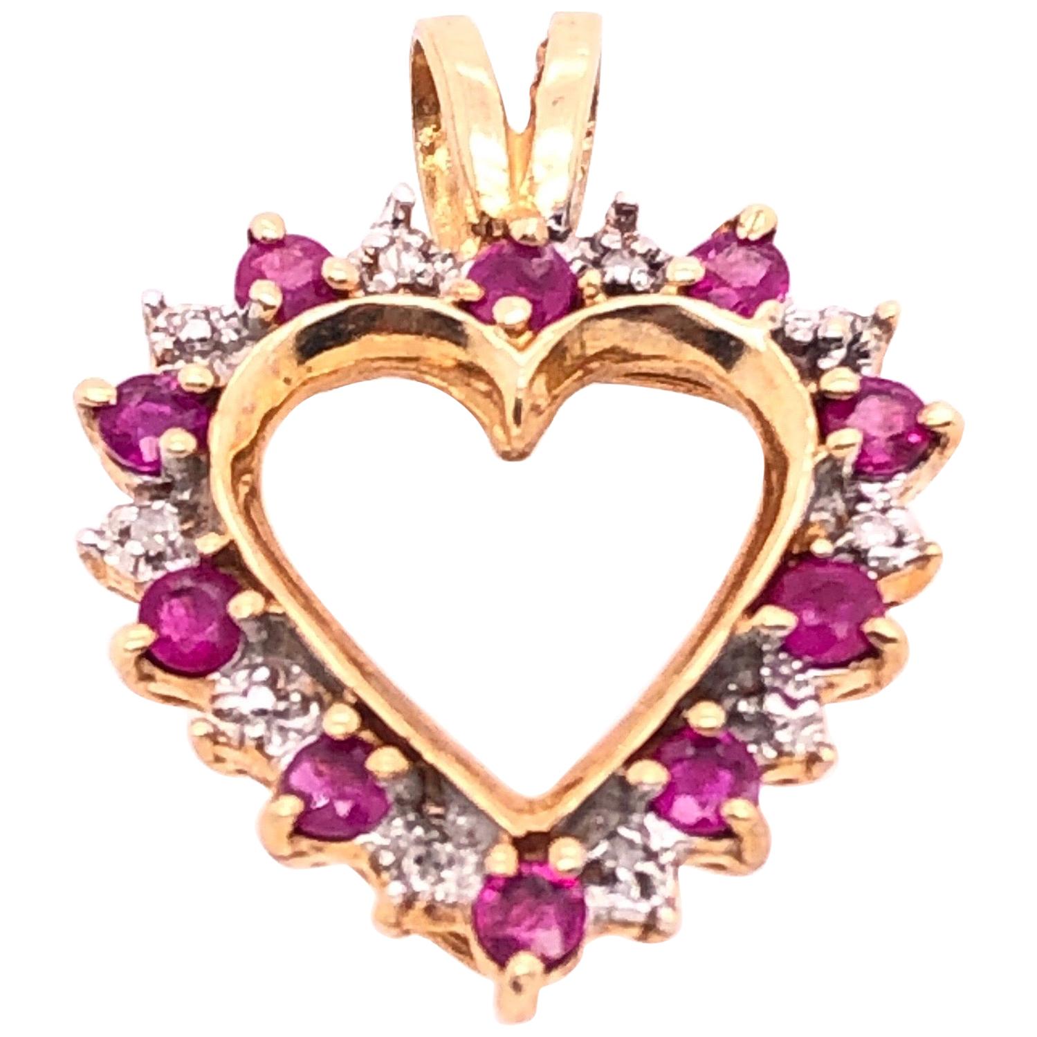 10 Karat Yellow Gold Heart Diamond and Amethyst Pendant