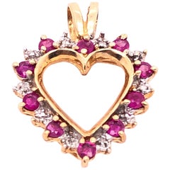 10 Karat Yellow Gold Heart Diamond and Amethyst Pendant