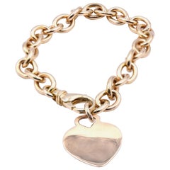 Bracelet en or jaune 14 carats à maillons en forme de coeur