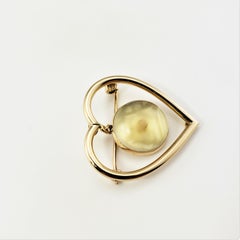 14 Karat Yellow Gold Heart Mustard Seed Brooch/Pin