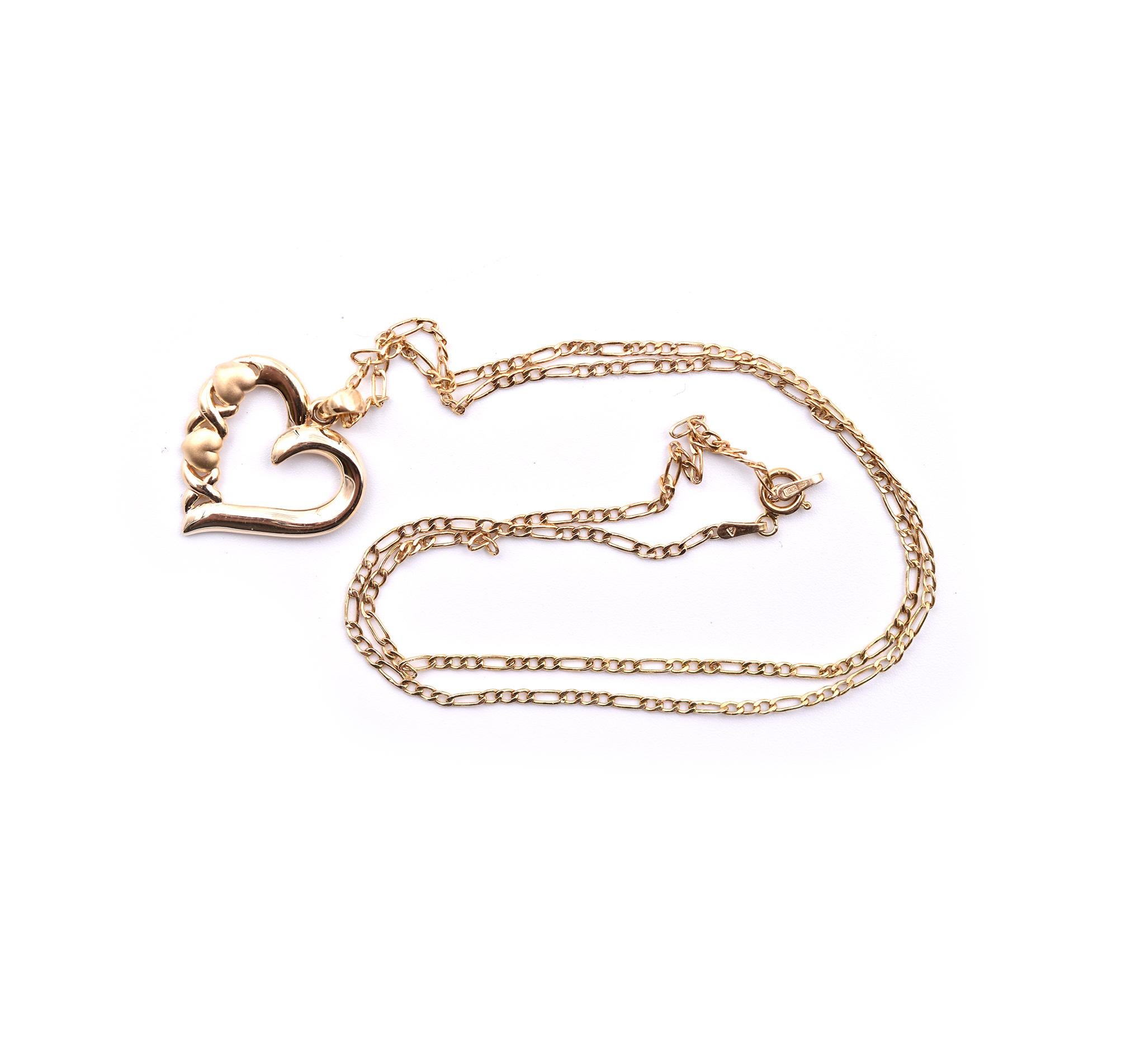 14 Karat Yellow Gold Heart Necklace In Excellent Condition In Scottsdale, AZ
