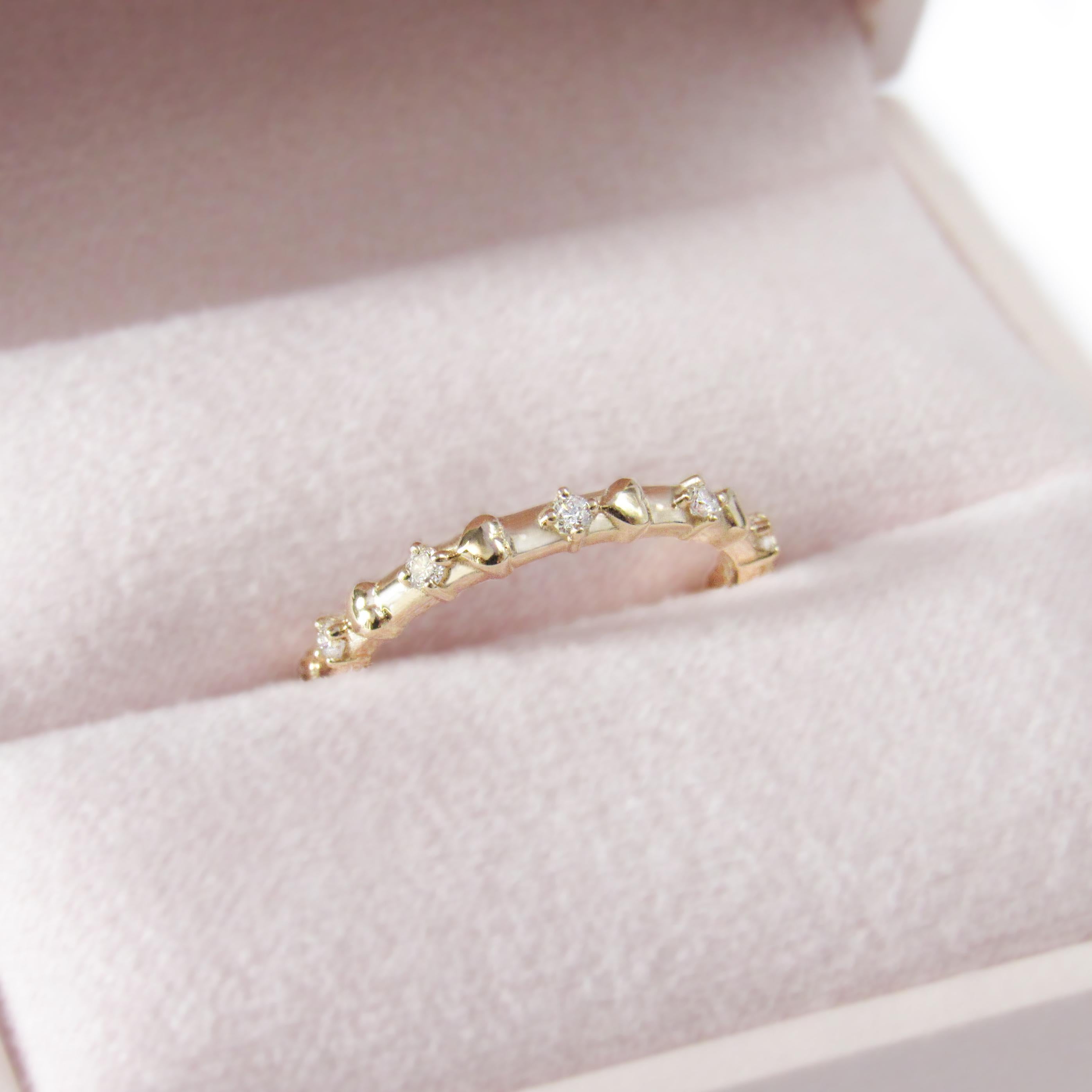 Women's 14 Karat Yellow Gold Heart Ring with Diamonds For Sale