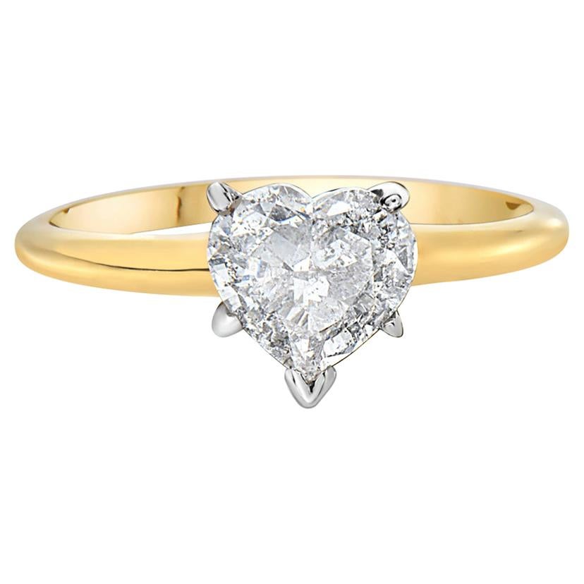 14 Karat Yellow Gold Heart Shape Engagement Ring