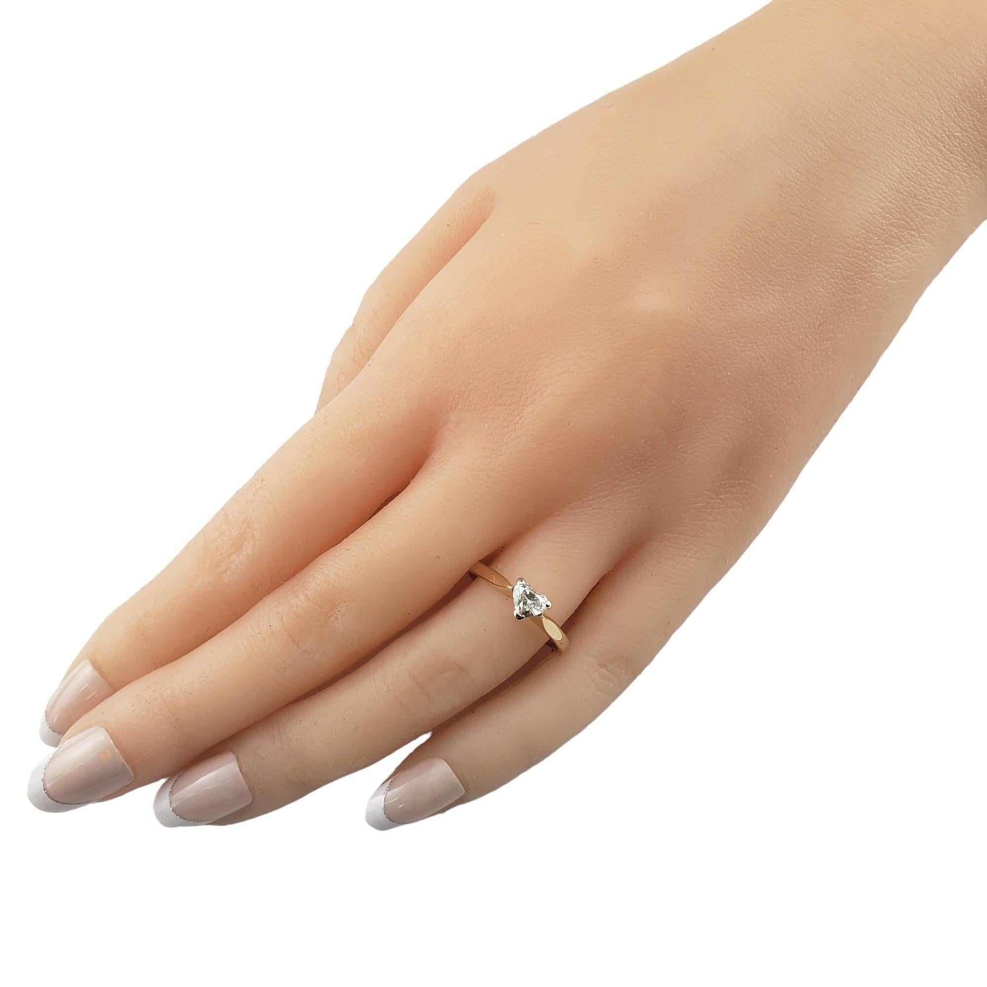 14 Karat Yellow Gold Heart Shaped Diamond Engagement Ring #15689 For Sale 2