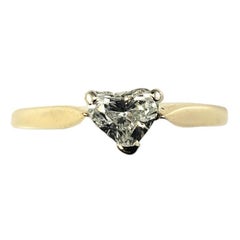 Bague de fiançailles en or jaune 14 carats avec diamant en forme de cœur n° 15689