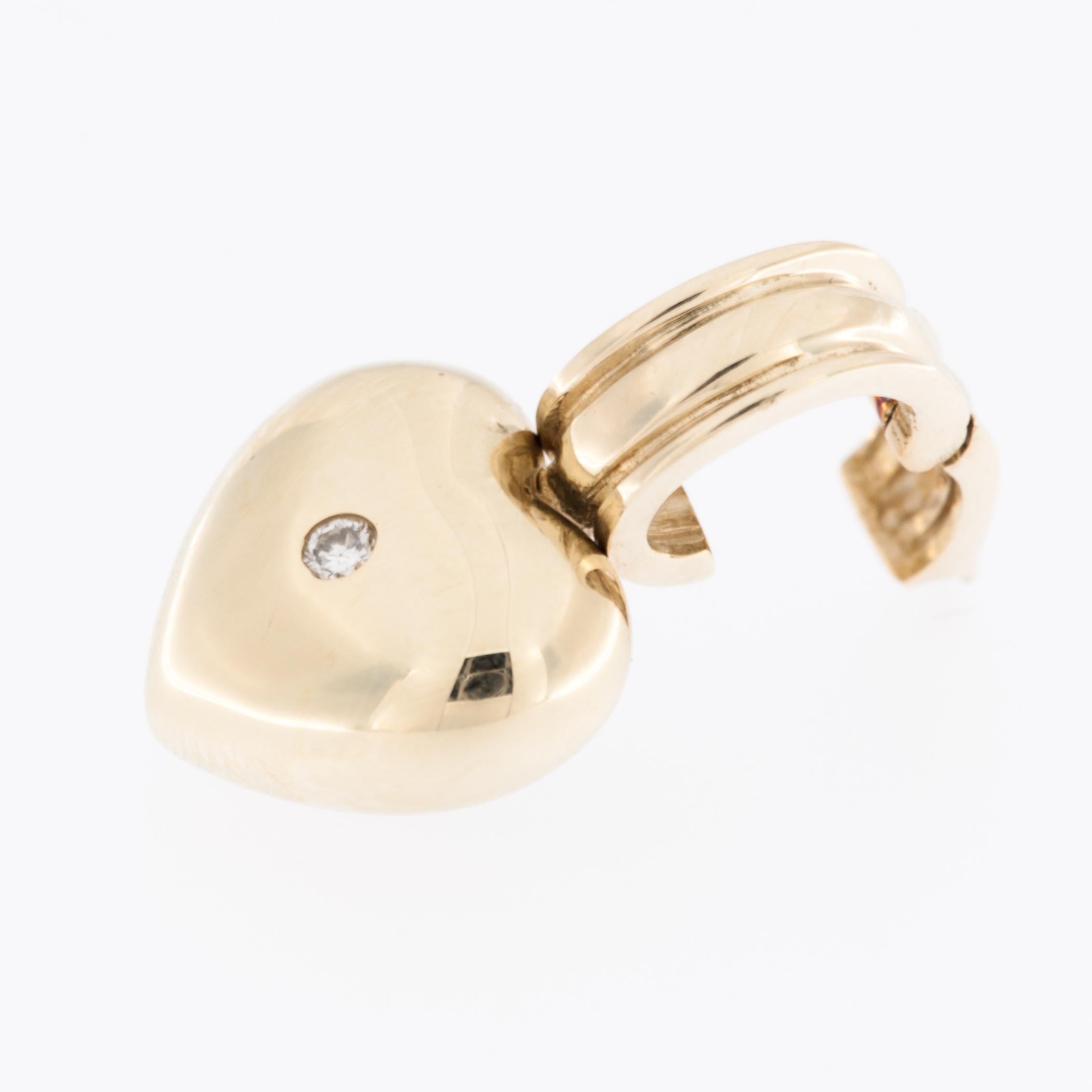 Cuore in oro giallo 14 carati con diamante In condizioni buone in vendita a Esch sur Alzette, Esch-sur-Alzette
