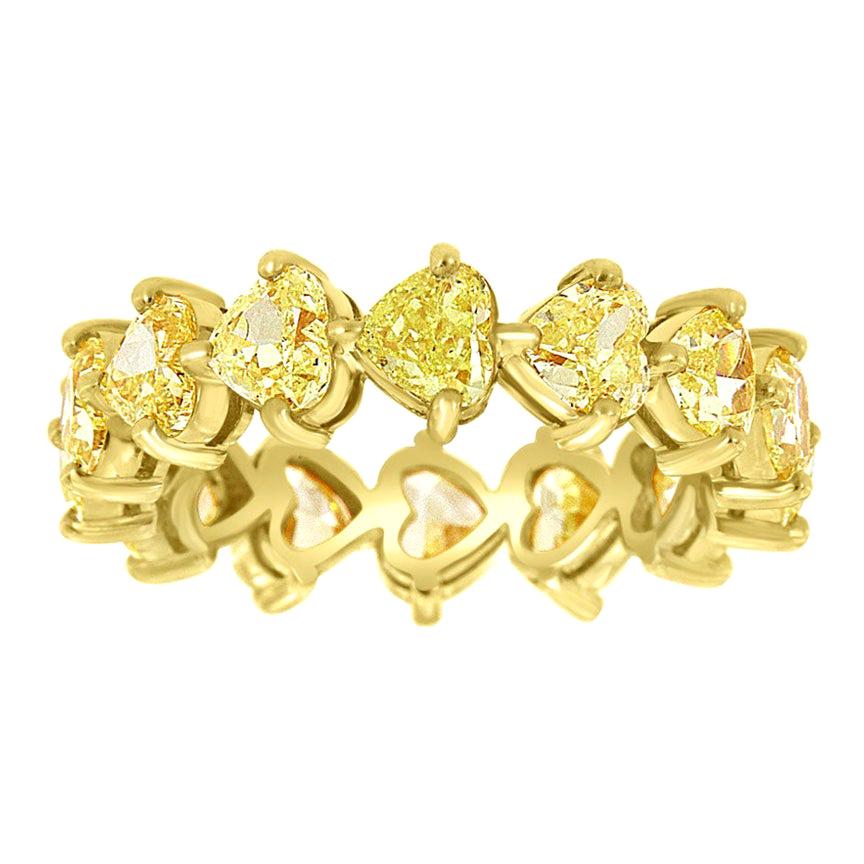 For Sale:  14 Karat Yellow Gold Heart Yellow Diamonds Eternity Ring '4 1/2 Carat'