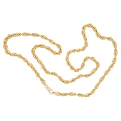 14 Karat Yellow Gold Heavy 22" Long 5mm Diamond Cut Rope Chain Necklace