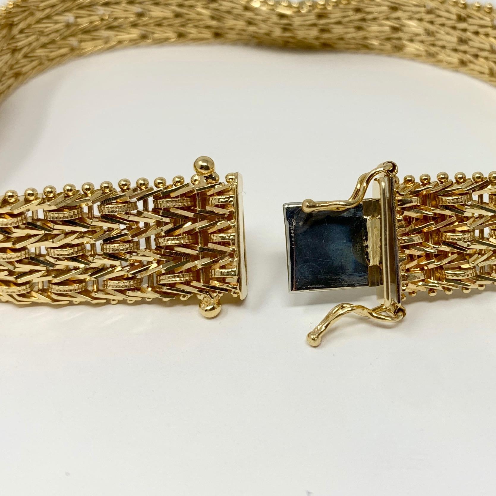 14 Karat Yellow Gold Heavy Beaded Foxtail Link Chain Bracelet 1