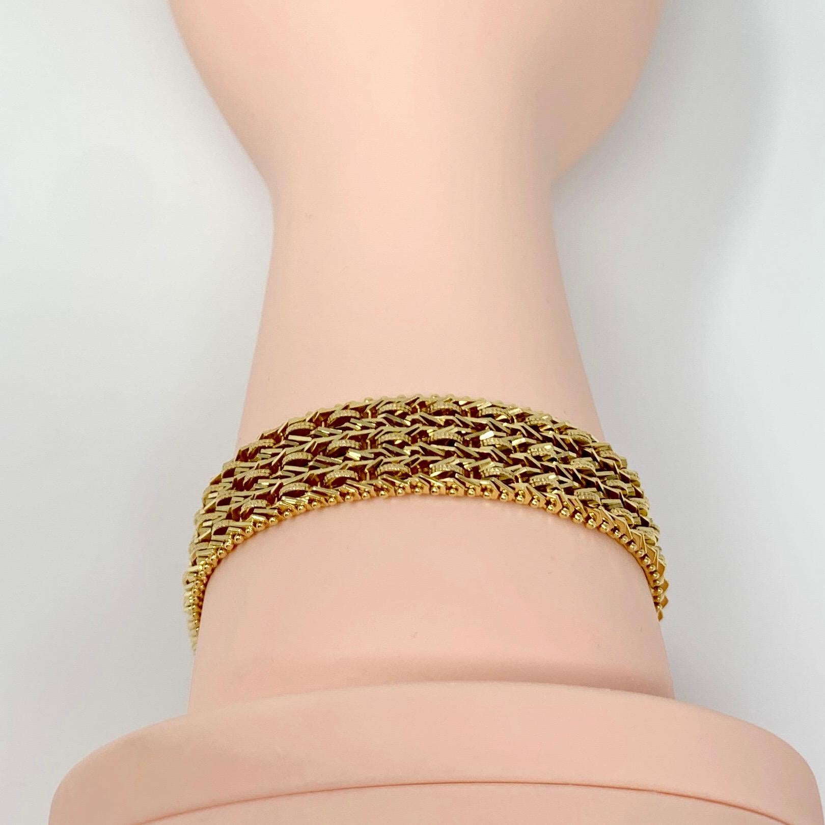 14 Karat Yellow Gold Heavy Beaded Foxtail Link Chain Bracelet 3