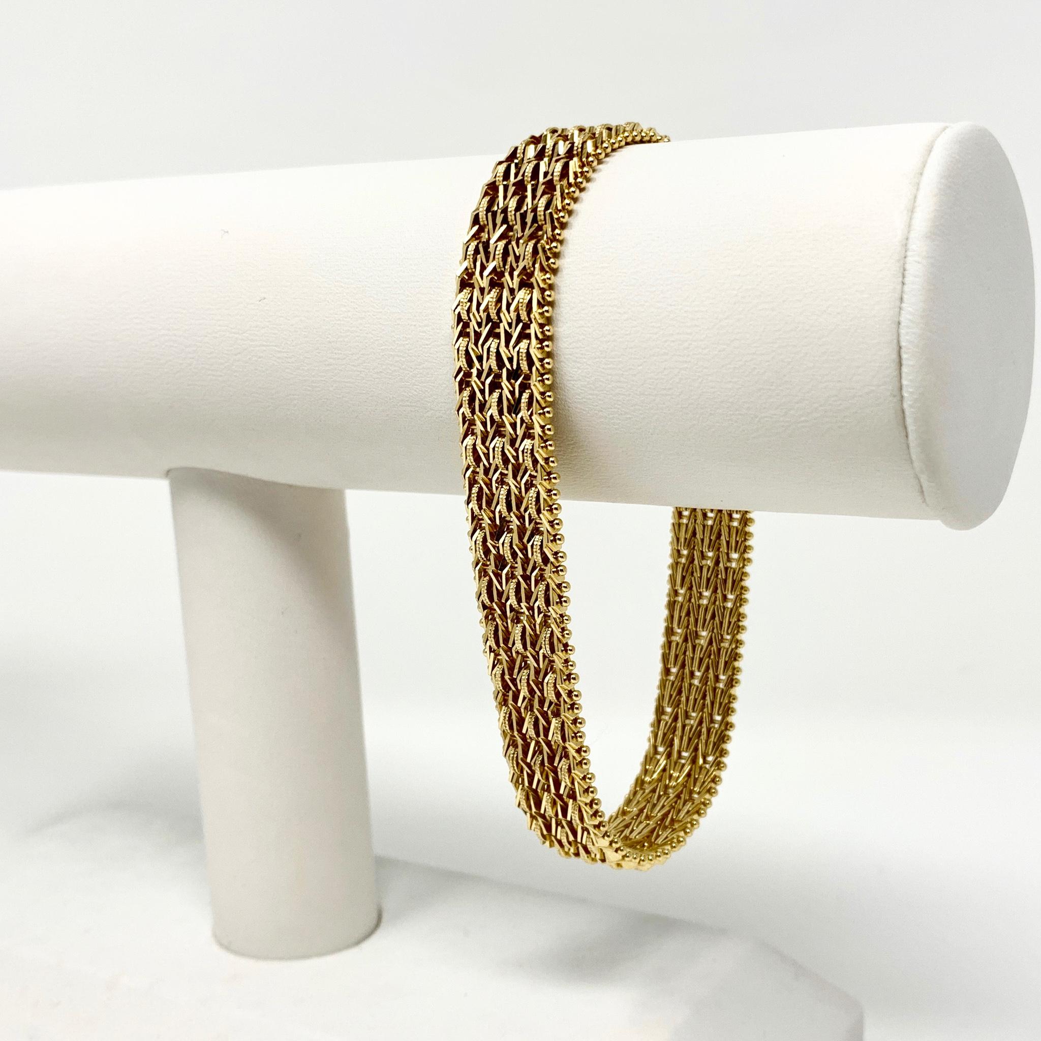 14k Yellow Gold 37g Heavy Wide 12mm Beaded Foxtail Link Chain Bracelet 8.25