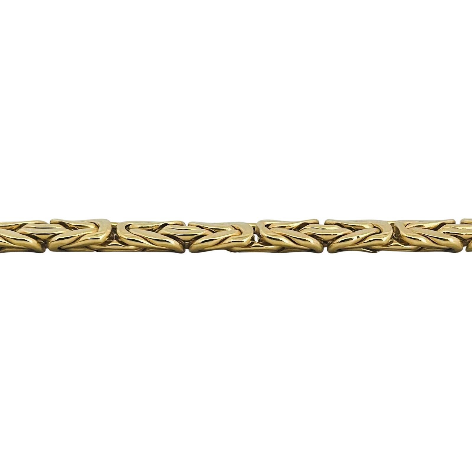 14 Karat Yellow Gold Heavy Byzantine Link Chain Necklace In Good Condition In Guilford, CT