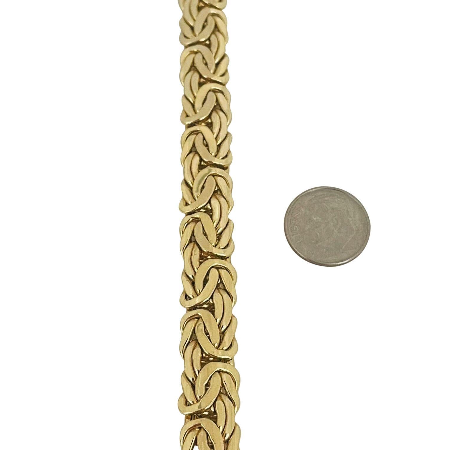 Women's 14 Karat Yellow Gold Heavy Byzantine Link Chain Necklace