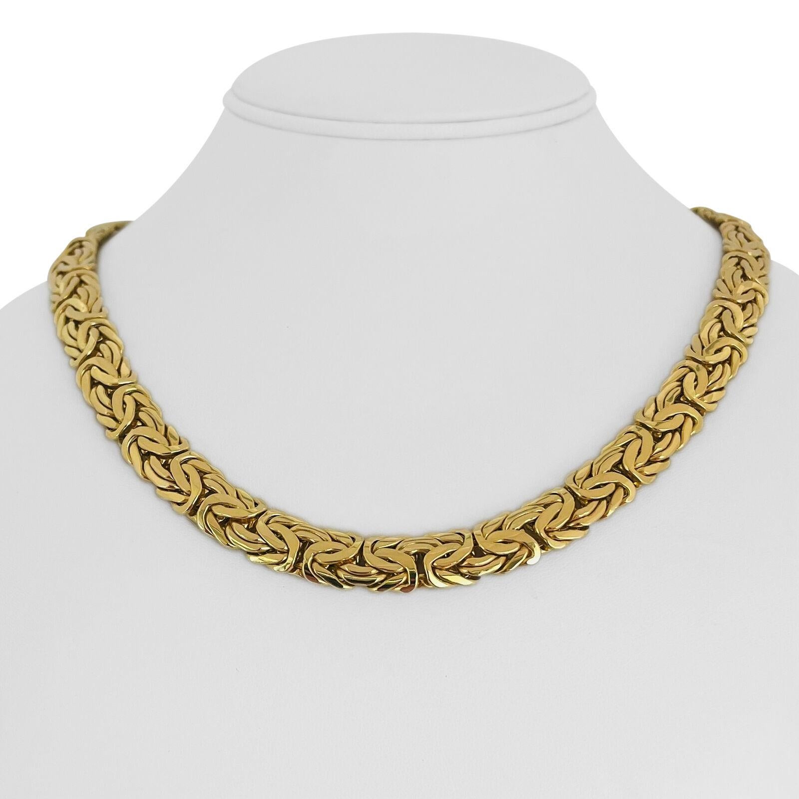 14 Karat Yellow Gold Heavy Byzantine Link Chain Necklace