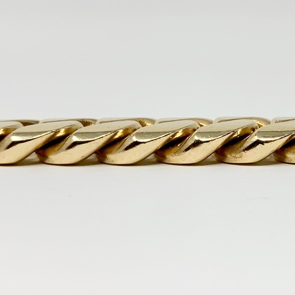 Men's 14 Karat Yellow Gold Heavy Cuban Curb Link Chain Bracelet
