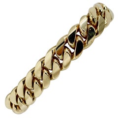 14 Karat Yellow Gold Heavy Cuban Curb Link Chain Bracelet