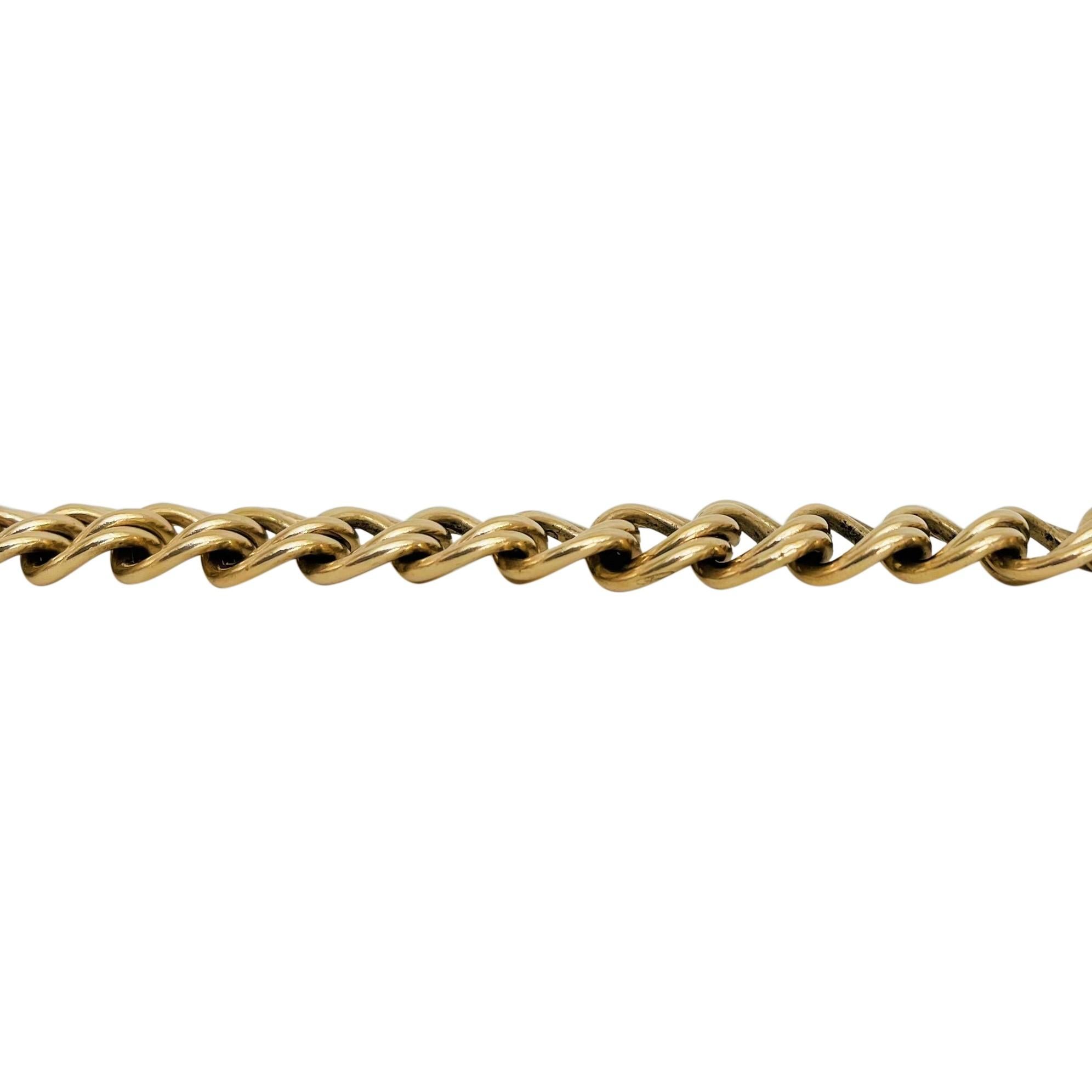 Women's 14 Karat Yellow Gold Heavy Double Circle Curb Link Charm Bracelet