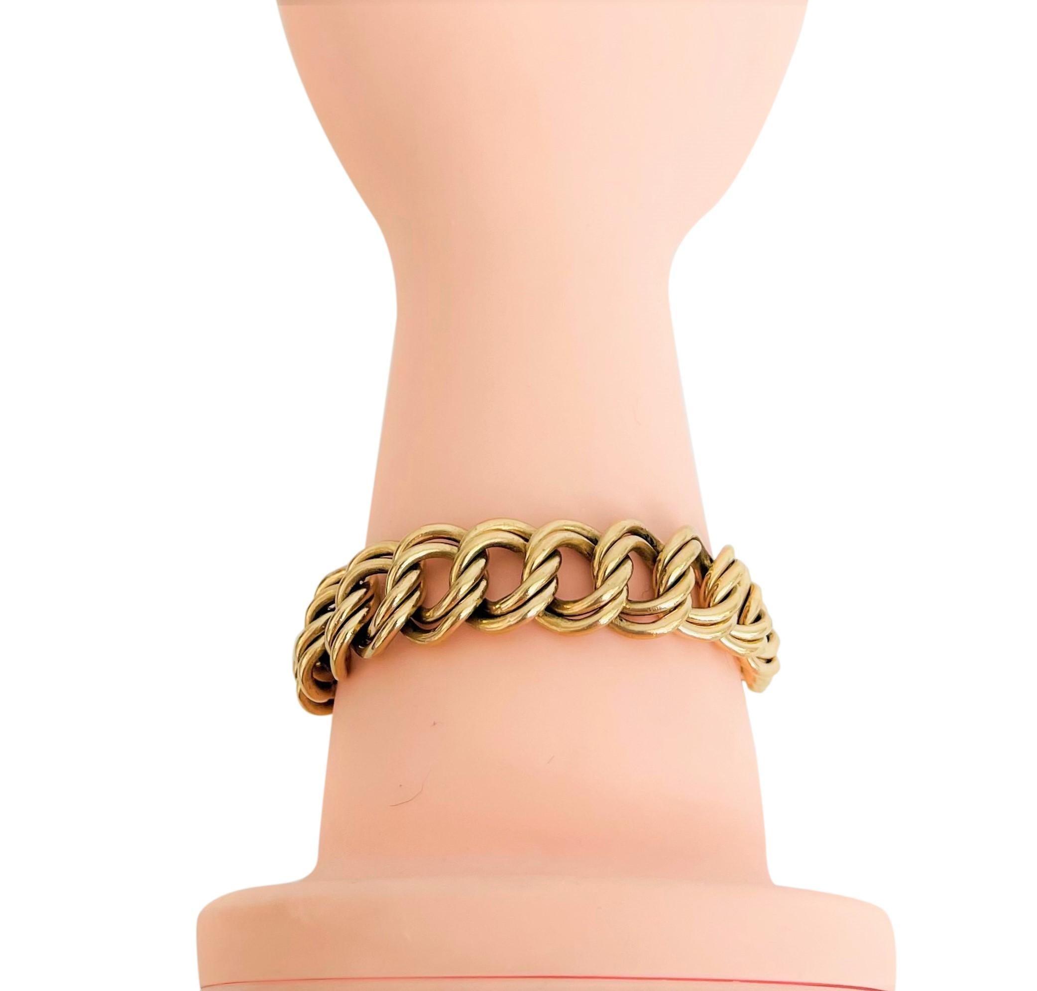 14 Karat Yellow Gold Heavy Double Circle Curb Link Charm Bracelet 3
