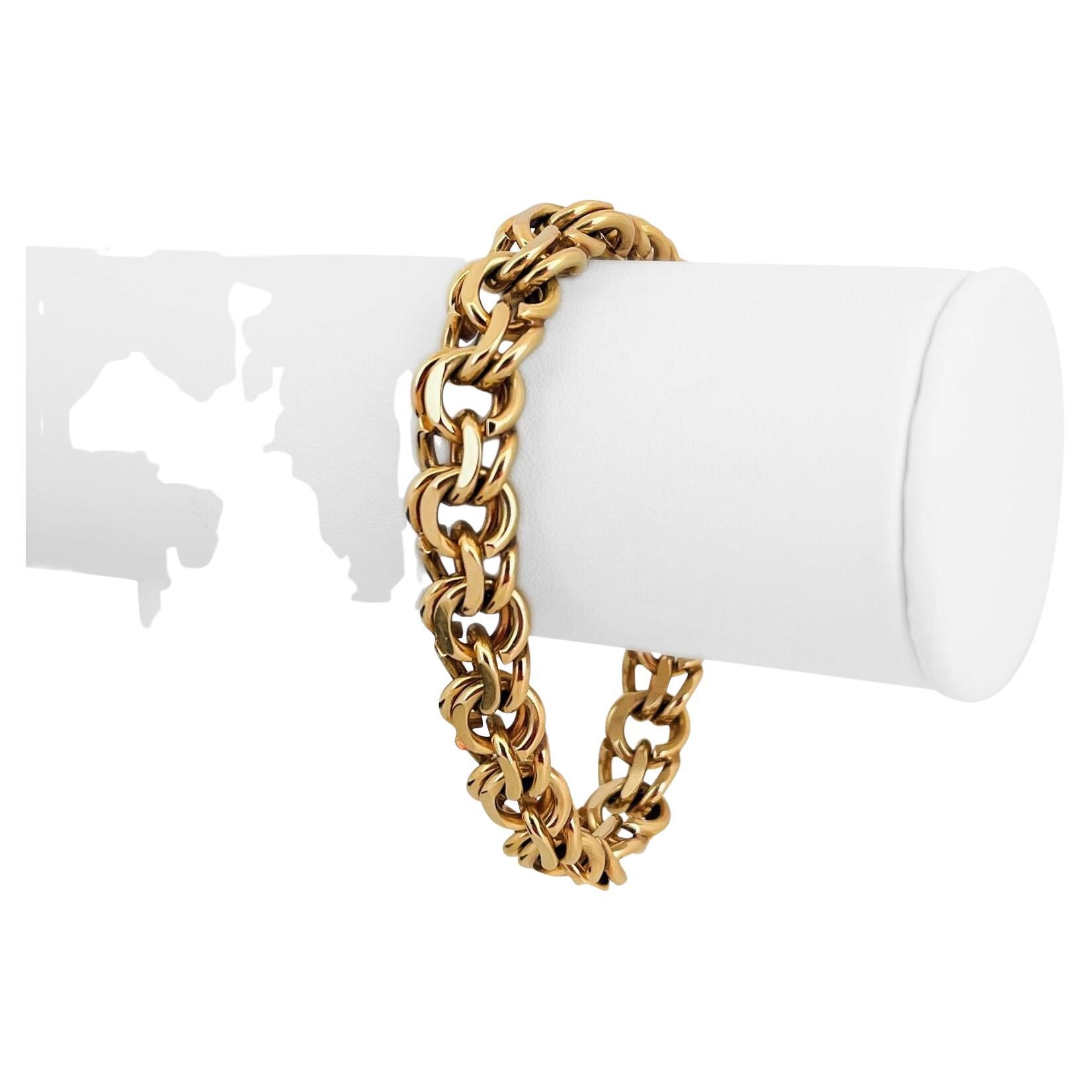 Heavy Solid Gold Double Spiral Link Charm Bracelet at 1stDibs